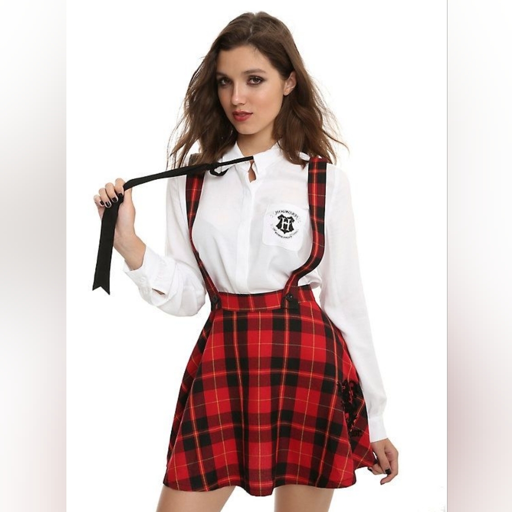 Harry Potter Gryffindor Plaid Suspender Skirt – Red/BlackRed Plaid Women's Skirt